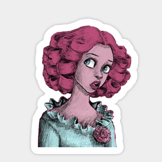 Sketch Style Circus Clown Girl with Pink Hair Sticker by PaperRain